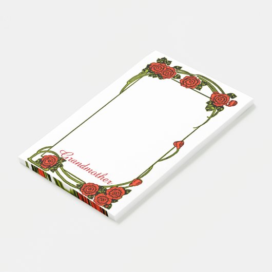 Grootmoeder - Rode rozen grens - Groot Post-it® Notes (Schuin)