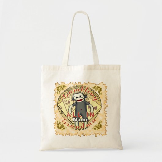 Grootmoeder Sock Monkey poker Tote Bag (Voorkant)