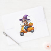 Grootmoeder Stylus in Chibi op Scooter Ci Ronde Sticker (Envelop)