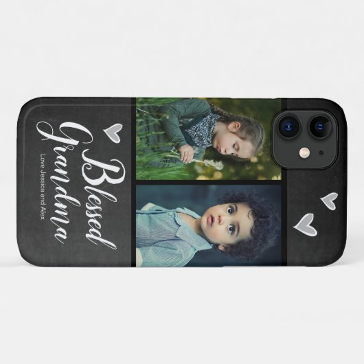 Grootmoeder twee-fotoalkboard zonder blozen Case-Mate iPhone case (Achterkant (horizontaal))