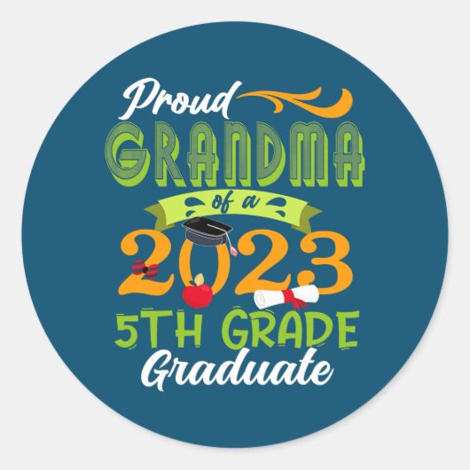 grootmoeder van 2023 5e klasse, Afstuderen Ronde Sticker (Voorkant)