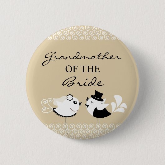 Grootmoeder van de Bride Birds Wedding Button (Voorkant)