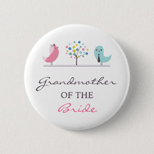 Grootmoeder van de Bride Birds Wedding Button