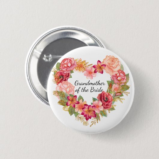 Grootmoeder van de Bride Floral Wreath Button (Voorkant /achterkant)