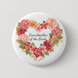 Grootmoeder van de Bride Floral Wreath Button