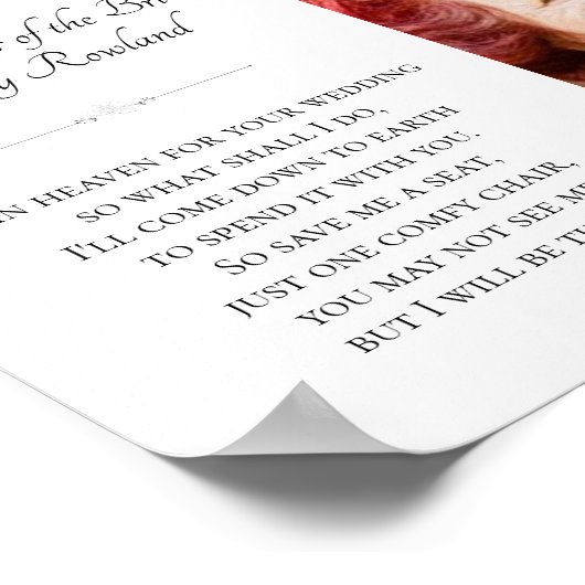 Grootmoeder van de Bride Photo Memorial Wedding Poster (Hoek)