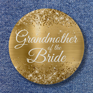 Grootmoeder van de bruid Glittery Gold Foil Ronde Button 5,7 Cm