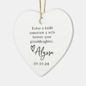 Grootmoeder van de bruid huwelijkscadeau keramisch ornament (Links)