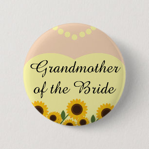 Grootmoeder van de bruidzonnebloemen bruiloft ronde button 5,7 cm