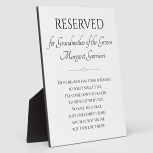 Grootmoeder van de Groom Memorial Chairman Wedding Fotoplaat