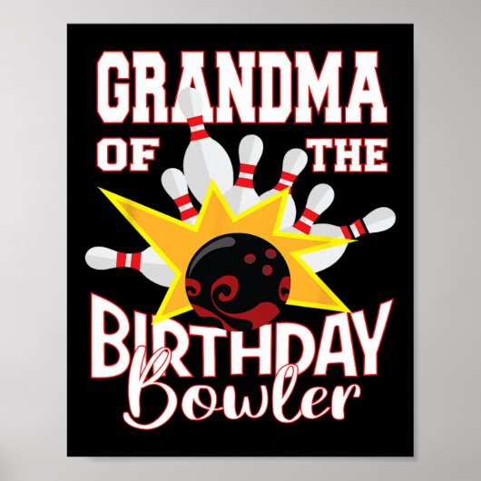 Grootmoeder van de verjaardagsBowler Kind Bowling Poster (Voorkant)