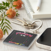 Grootmoeder van het meisje van de verjaardag Perso Sleutelhanger (Voorkant Rechts)