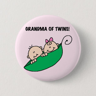 Grootmoeder van Twins Peas in a Pod Tshirts and Gi Ronde Button 5,7 Cm