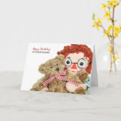 grootmoeder verjaardagscadepop met teddy kaart (Gele Bloem)