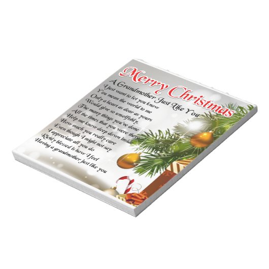 Grootmoedergedicht - kerstontwerp notitieblok (Gedraaid)