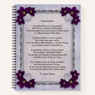 "Grootmoeders" gedicht op een lavendel bloemetjes Notitieboek