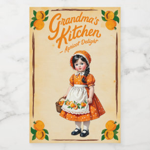 Grootmoeders Keuken Abrikozen Delight Vintage Voedselcontainer Etiket