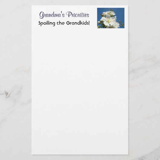 Grootmoeders prioriteiten briefpapier (Voorkant)