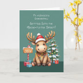Grootneef Schattig Funny Moose Kerst Kaart (Gele Bloem)