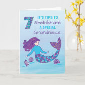 Grootnicht 7e verjaardag Sparkly look Mermaid Kaart (Gele Bloem)