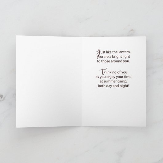 Grootnicht denken aan jou in Camp met Lantern Kaart (Binnen)