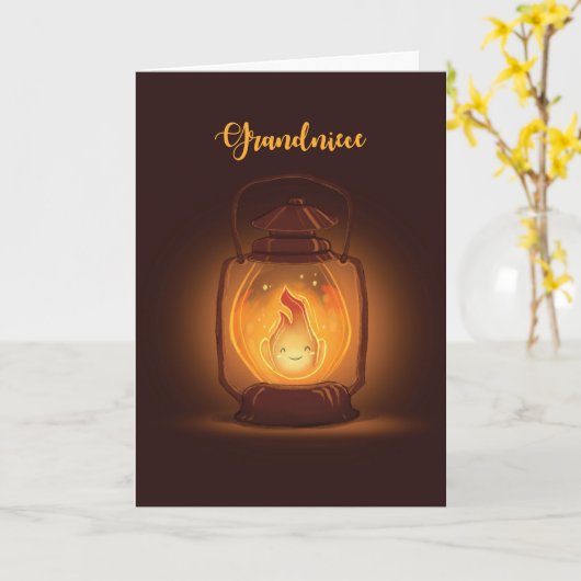 Grootnicht denken aan jou in Camp met Lantern Kaart (Gele Bloem)