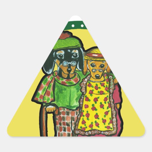 Grootouder Doxies Driehoek Sticker (Voorkant)