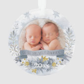 Grootouder Eerste Kerstmis Blauw Gold Floral Foto Ornament (achterkant)