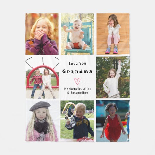 Grootouder houdt van je fotocollage Creëer van jez Fleece Deken (Voorkant)