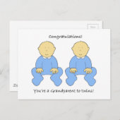 Grootouder voor Twin Boys Gefeliciteerd Briefkaart (Voorkant / Achterkant)