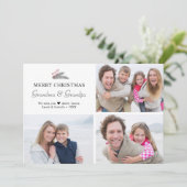 Grootouderfoto's met moderne kerstcadeautjes feestdagenkaart (Staand voorkant)