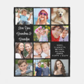 Grootouders 10 Foto Collage Black Fleece Deken (Voorkant)