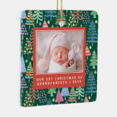 Grootouders 1 kerstbomen Foto groen Keramisch Ornament (Rechts)