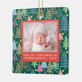 Grootouders 1 kerstbomen Foto groen Keramisch Ornament (Links)