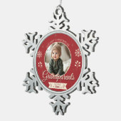 Grootouders 1e eerste kerstfoto tin sneeuwvlok ornament (Rechts)