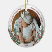 Grootouders 1e kerstdag Classic Silver Lijst Keramisch Ornament (Links)