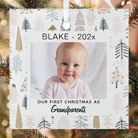 Grootouders 1e Kerstmis, Baby Foto Keepsake Glas Ornament