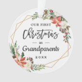 Grootouders 1e Kerstmis Geometric Floral Foto Ornament (voorkant)