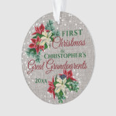 Grootouders 1e Kerstmis Poinsettia Burlap Ornament (voorkant)