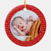 Grootouder's 1st Christmas Script Lijst Foto Keramisch Ornament (Achterkant)