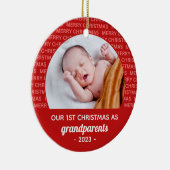 Grootouder's 1st Christmas Script Lijst Foto Keramisch Ornament (Rechts)