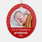 Grootouder's 1st Christmas Script Lijst Foto Keramisch Ornament (Links)