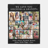 Grootouders 30 Foto Collage Zwart Fleece Deken (Voorkant)