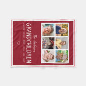 Grootouders 6 Foto Collage Persoonlijk Donker Rood Fleece Deken (Voorkant (Horizontaal))