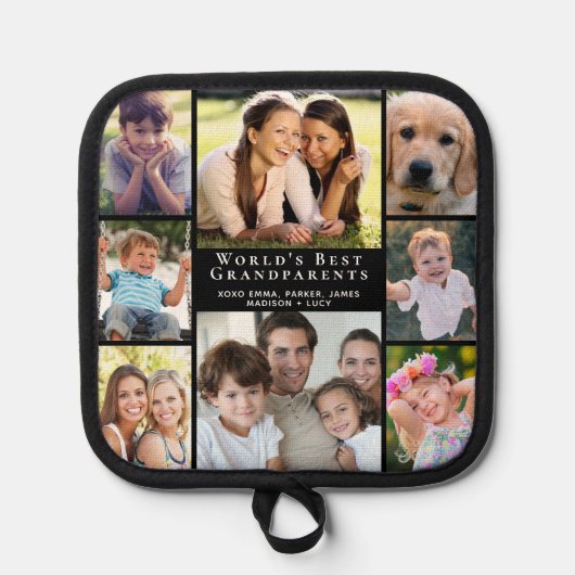 Grootouders 8 Fotocollage Zwart Pannenlap (Voorkant)