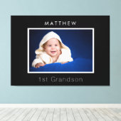 Grootouders baby aangepaste foto 1e kleinzoon zwar canvas afdruk (Insitu (Houten vloer))