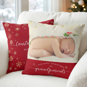 Grootouders Baby Eerste kerstcadeaufoto Foto Kussen