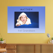 Grootouders baby foto 1e kleinzoon blauw canvas afdruk (Insitu (Woonkamer))