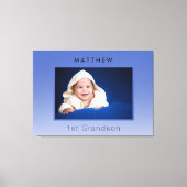 Grootouders baby foto 1e kleinzoon blauw canvas afdruk (Voorkant)
