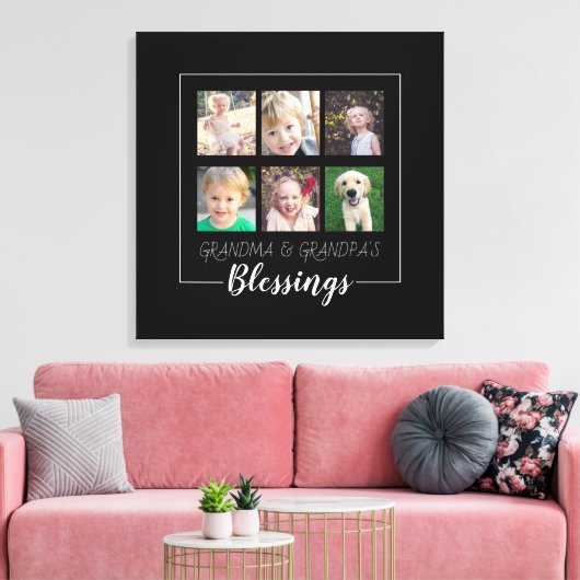 Grootouders Blessings | 6 Kerst foto's Canvas Afdruk (Insitu (Woonkamer))